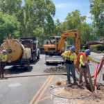 A crew of skilled workers are at UC Davis Medical Center comlpeting a Hydro Excavation job to upgrade exisitng utilites.